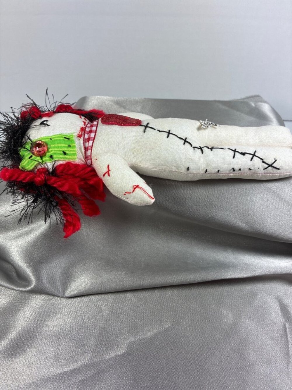 Handmade Halloween Rag Doll Pair Primitive Folk Art Creepy Cute OOAK 13" & 8" - Picture 6 of 15